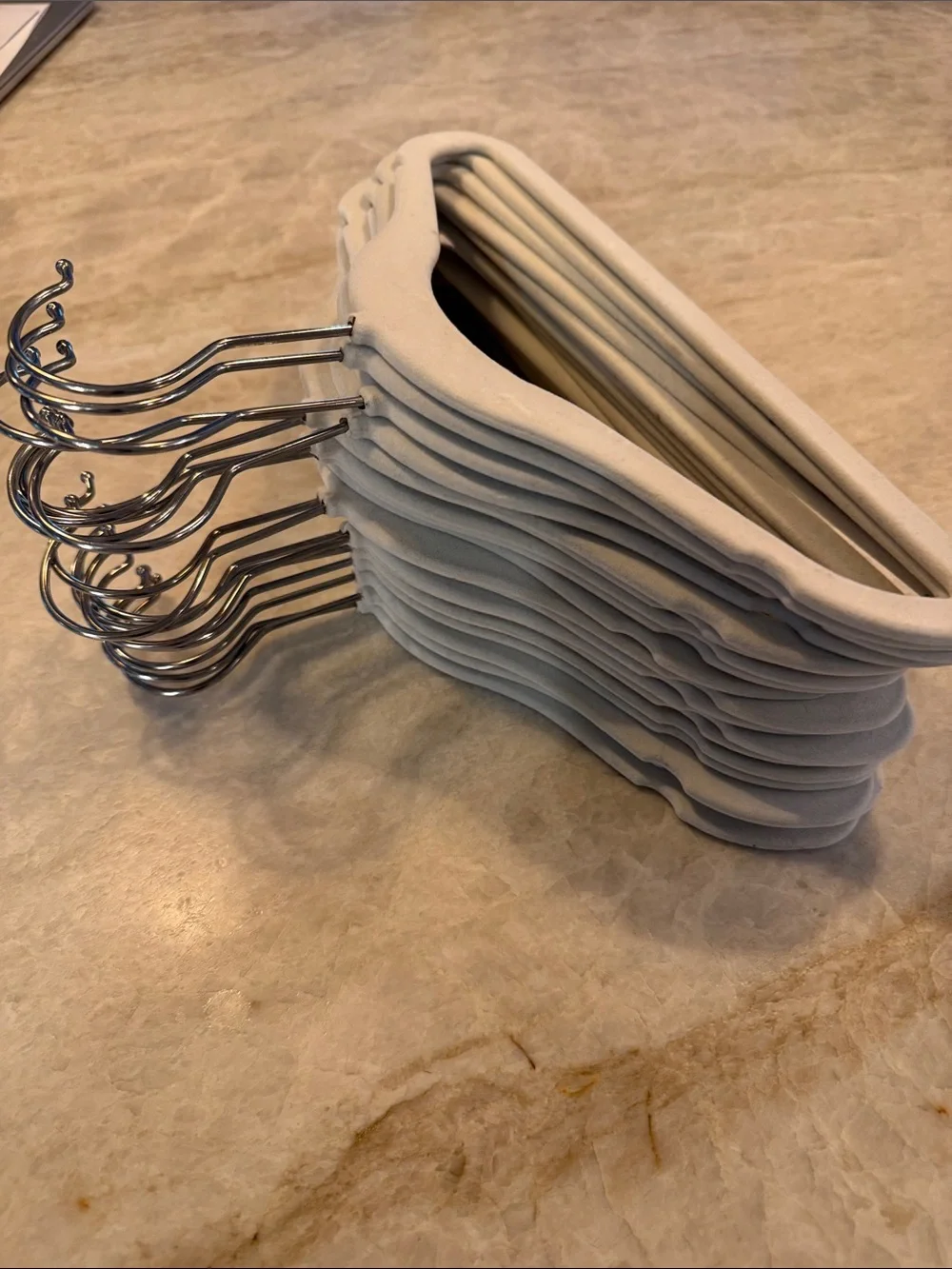 Kids Non-Slip Velvet Clothes Hangers with Metal Hooks - Light Gray-18 pack